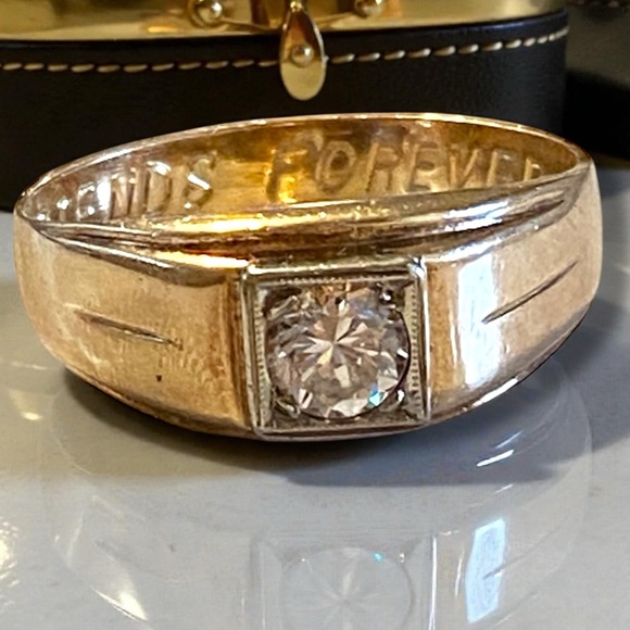 Vintage Estate MENS 14k Yellow Gold .30 CTW Diamond Ring Size 10.5